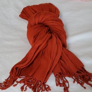 Burnt orange tassel scarf